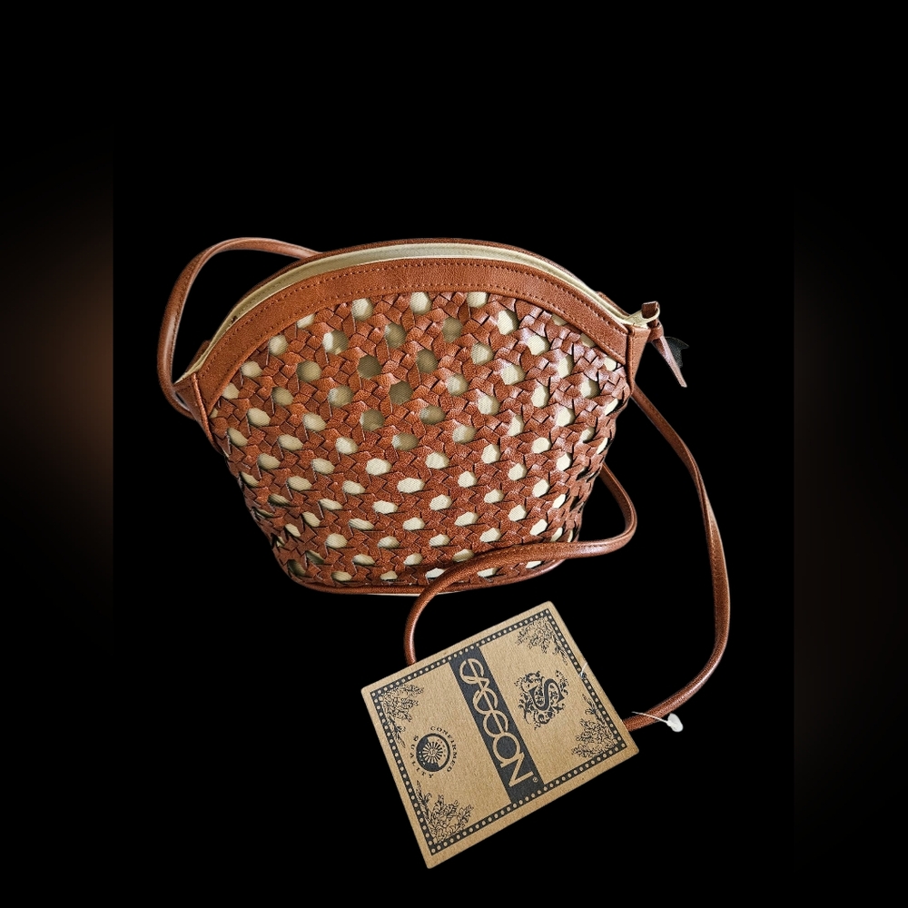 Brown Woven Crossbody Bag by (#0007)